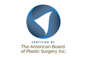 Logo with text: 'Certified by the American Board of Plastic Surgery Inc.' showcasing accreditation and expertise in plastic surgery.