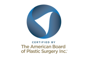 Logo with text: 'Certified by the American Board of Plastic Surgery Inc.' showcasing accreditation and expertise in plastic surgery.